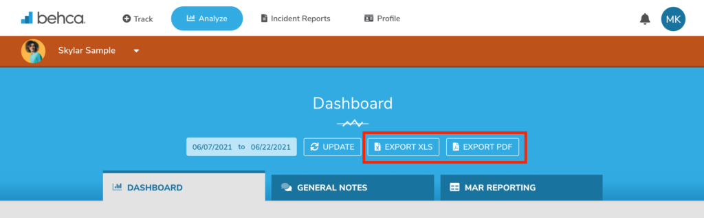How do I export data? | BEHCA